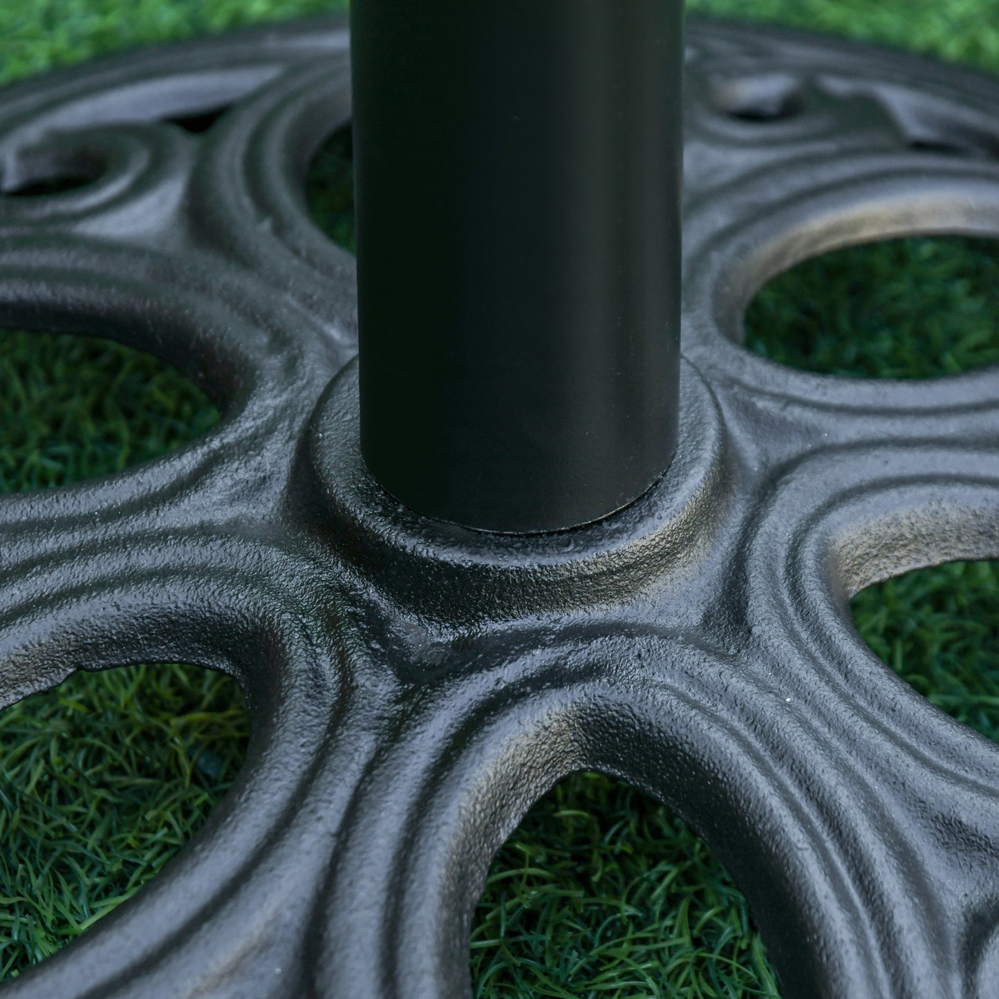 25lbs Cast Iron Round Patio Umbrella Base Stand, Umbrella Holder for Outdoor, Patio, Garden, Deck and Beach, Fit Dia. 1.5", 2" Pole, Black
