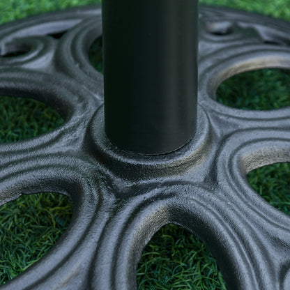 25lbs Cast Iron Round Patio Umbrella Base Stand, Umbrella Holder for Outdoor, Patio, Garden, Deck and Beach, Fit Dia. 1.5", 2" Pole, Black