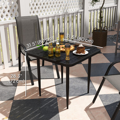 31.5" Patio Dining Table for 4, Metal Square Outdoor Table for Garden, Lawn, Backyard, Black