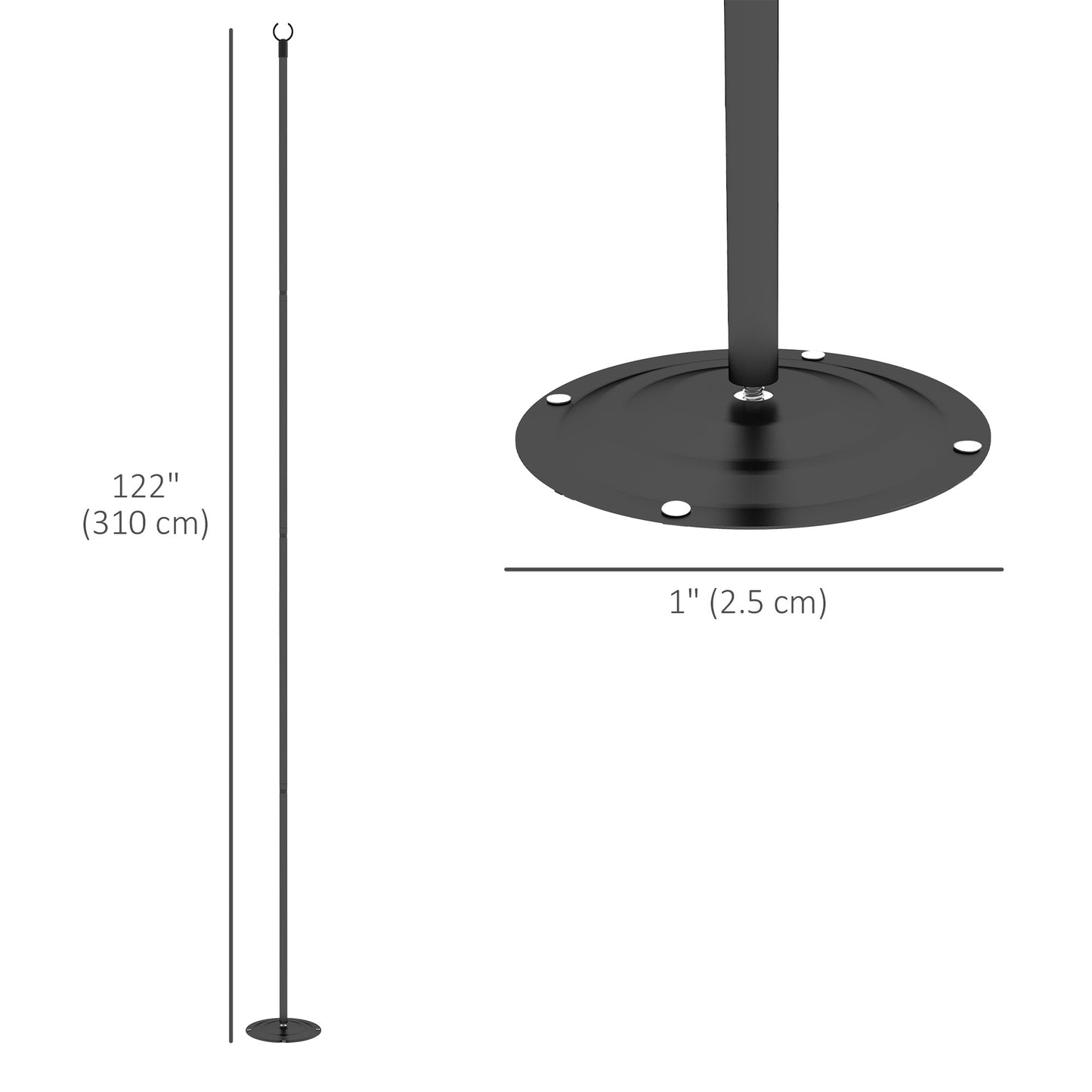 4 Pack of 10' String Light Poles, Steel Hanging Lighting Stand for Patio, Backyard, Deck, Wedding, Party, Black