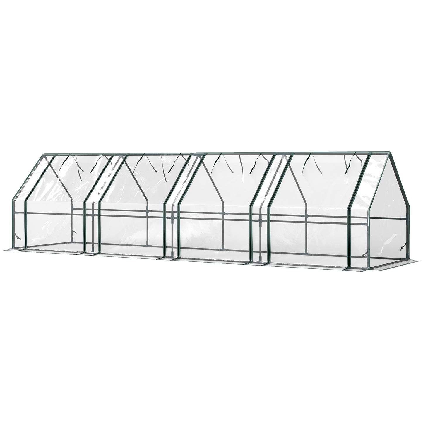 Portable Mini Greenhouse Tunnel Growing Tent Plants Flower Warm House w/ Zippered Roll-up Doors, Clear