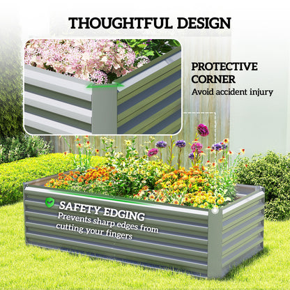 6' x 3' x 2' Raised Garden Bed, Galvanized Planter Box for Growing Flowers, Herbs and Vegetables, Light Grey