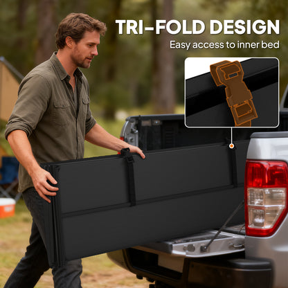 5'9" Soft Tri-Fold Truck Bed Tonneau Cover for 5.8 ft Bed, Truck Bed Cover with Seal Strip, Black
