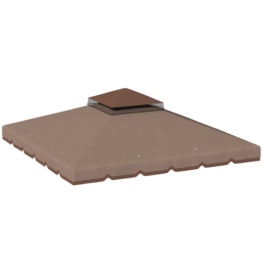 10' x 10' Gazebo Canopy Replacement, Double-Tier Outdoor Gazebo Cover Top Roof, TOP ONLY, Khaki/Brown