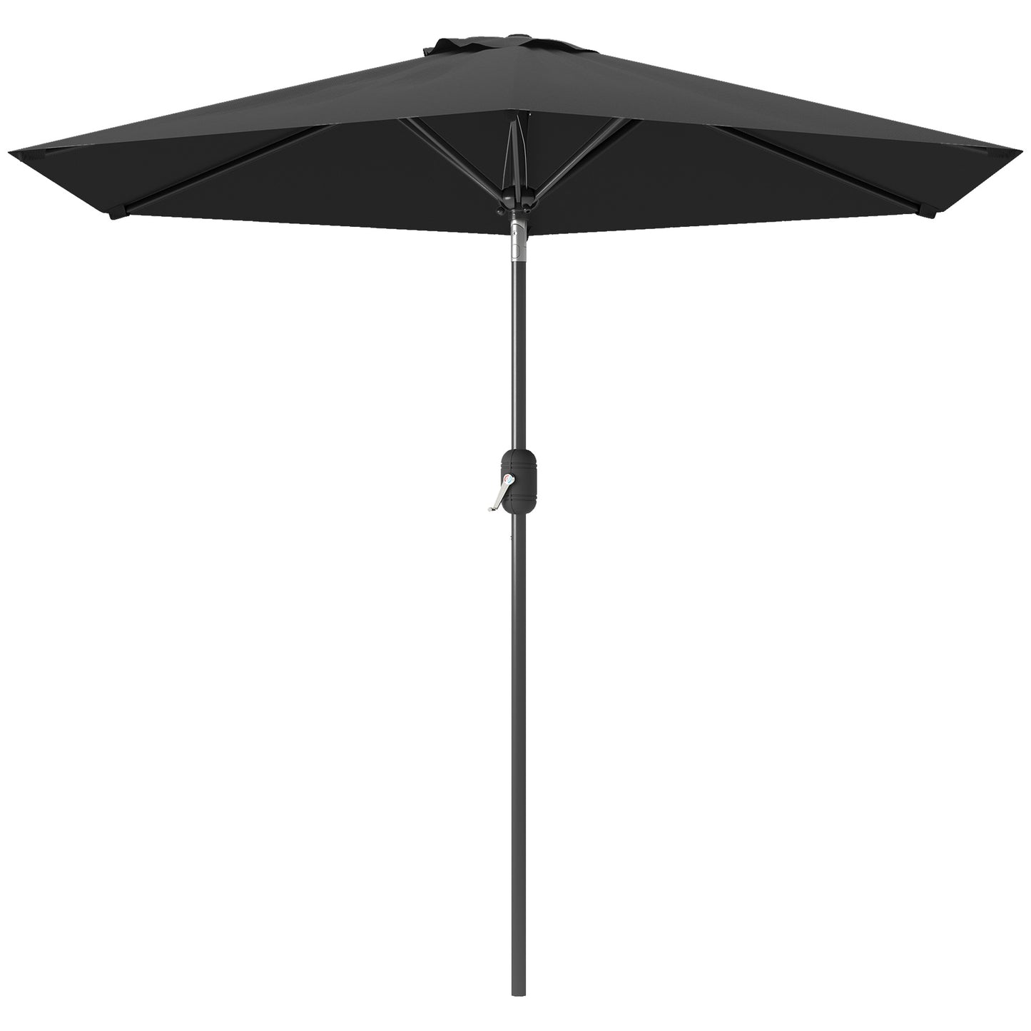 Patio Sun Umbrella, Outdoor Parasol with 6 Ribs, Black