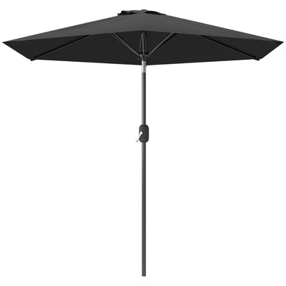 Patio Sun Umbrella, Outdoor Parasol with 6 Ribs, Black