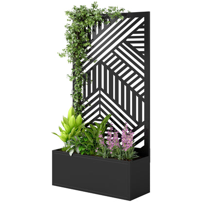 Metal Planter Box with Trellis, 44.5" Raised Garden Bed with Trellis Privacy Screen for Climbing Plants