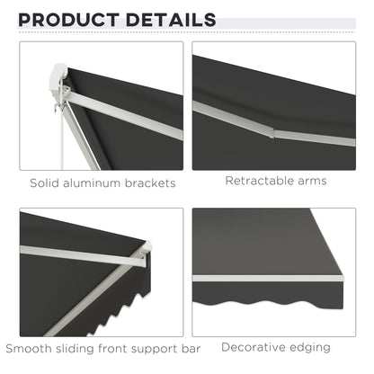 12'x10' Electric Retractable Awning, UV Protection Sun Shade Shelter w/ Remote Controller for Deck Balcony Yard, Grey