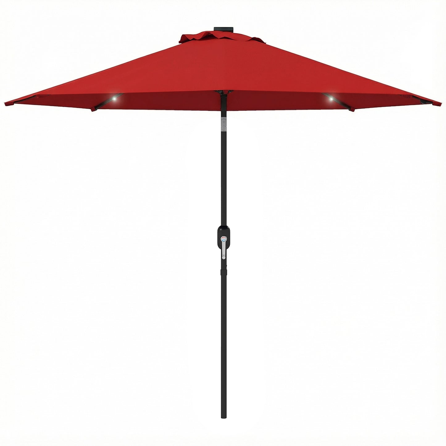 9ft Solar Patio Umbrella Outdoor Sunshade 24 LED Lights Tilt Canopy Wine Red
