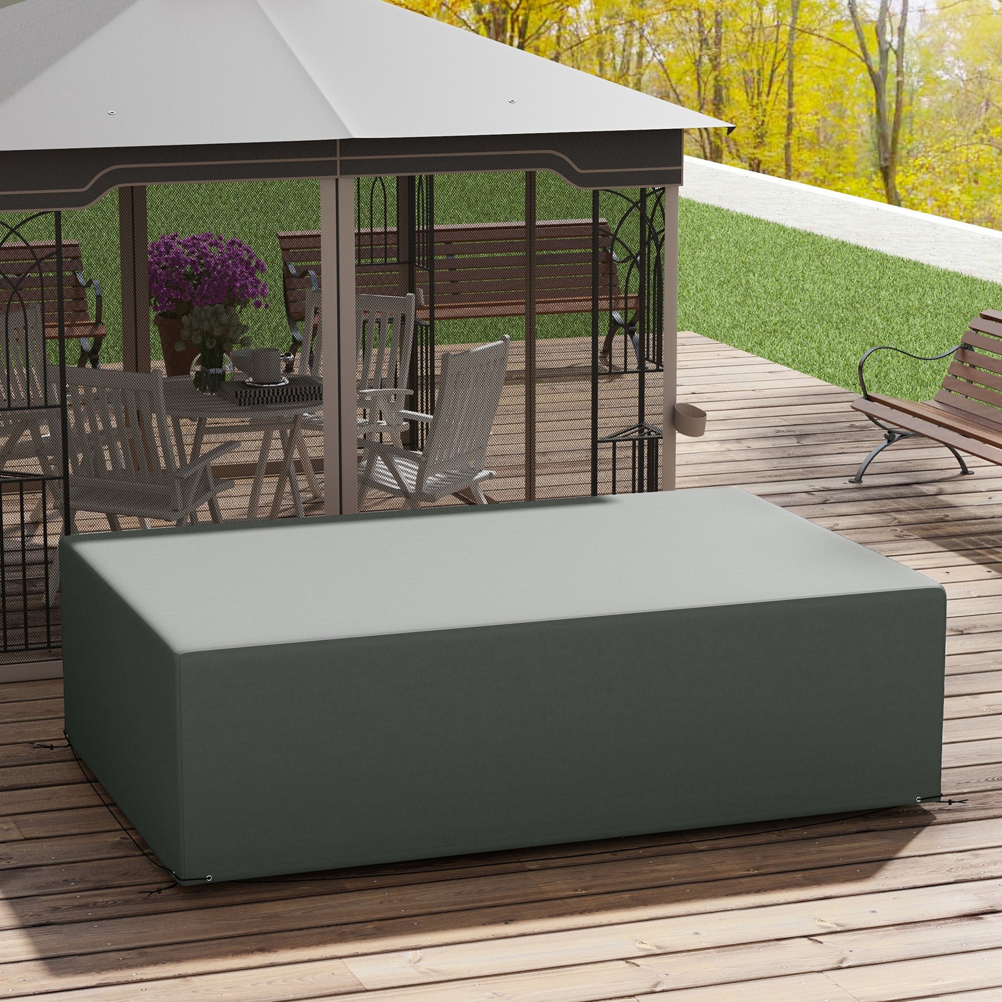 Patio Furniture Cover for Outdoor Sectional Sofa Set Waterproof Windproof Oxford Fabric, 97" x 65" x 26", Dark Grey