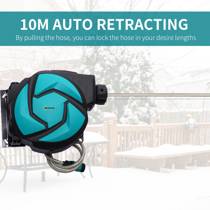Hose Reel, 33 ft Retractable Garden Hose, Hose Reel Wall Mounted, Water Hose Reel Automatic Rewind, Dark Grey