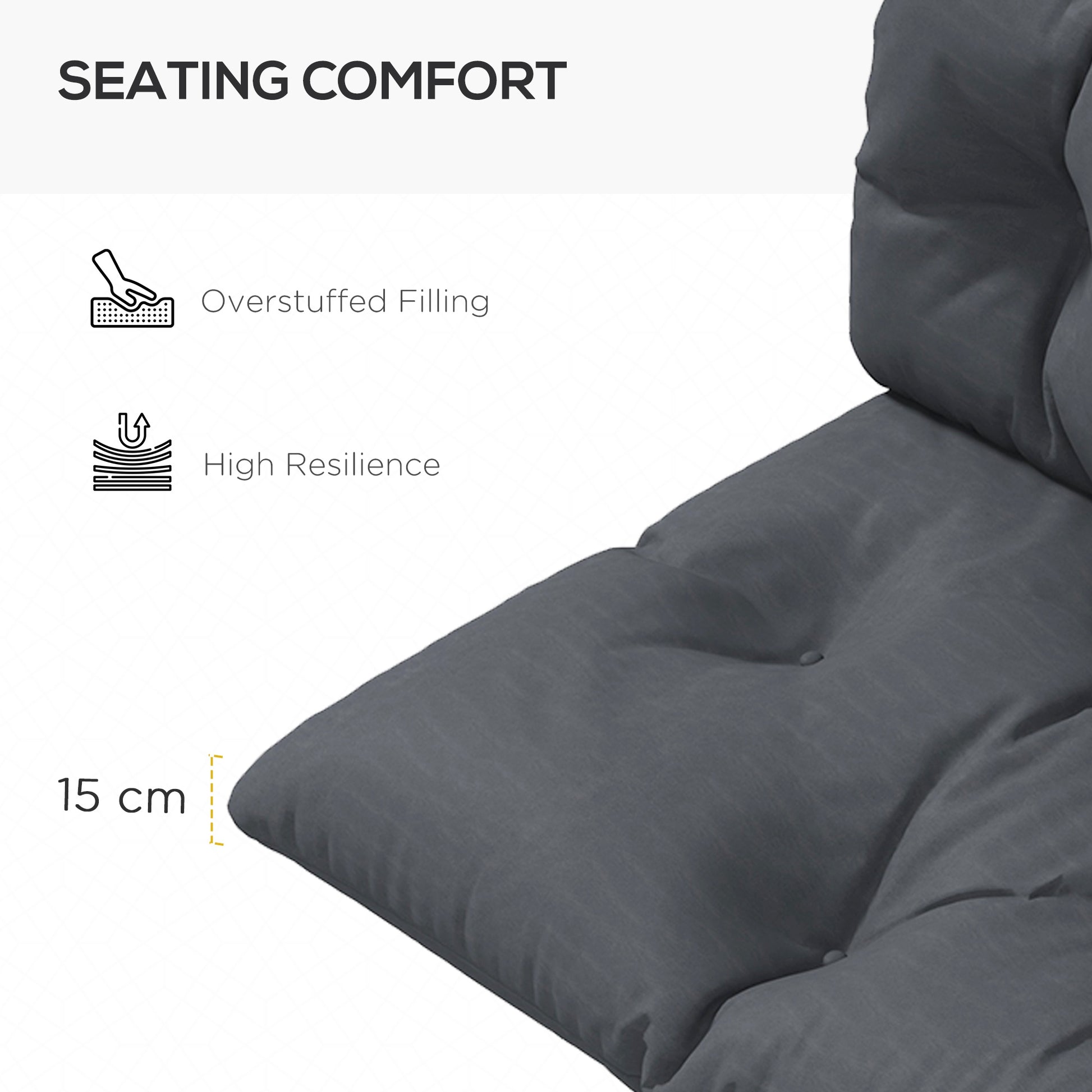 2 Seater 6" Thick Outdoor Seat Cushions with Back Cushion for Pallet, Loveseat Outdoor Furniture Cushions, Dark Grey