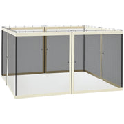 Replacement Mosquito Netting for Gazebo 12' x 12' Black Screen Walls for Canopy with Zippers for Parties and Outdoor Activities, Cream White