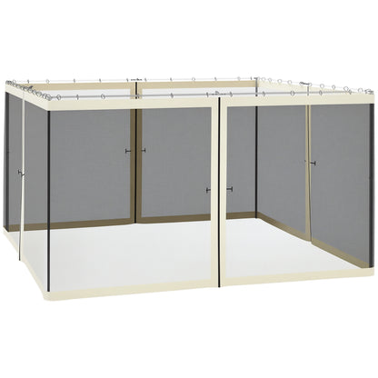 Replacement Mosquito Netting for Gazebo 12' x 12' Black Screen Walls for Canopy with Zippers for Parties and Outdoor Activities, Cream White