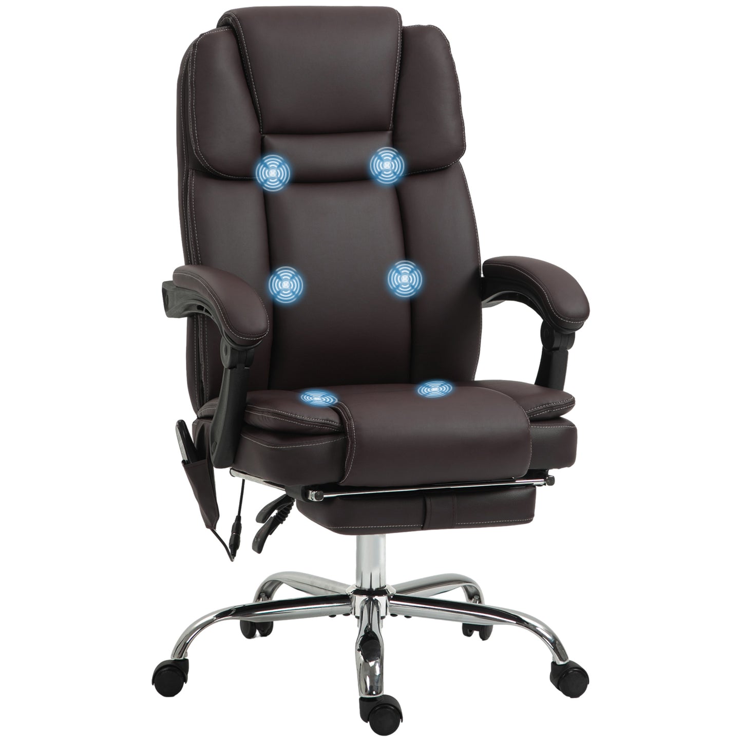 Massage Office Chair, Reclining Executive Office Chair with 6-Point Vibration, Footrest and High Back, Dark Brown