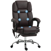 Massage Office Chair, Reclining Executive Office Chair with 6-Point Vibration, Footrest and High Back, Dark Brown