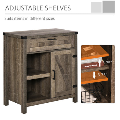 Rustic Barn Door Storage Cabinet Modern Farmhouse Buffet Sideboard for Kitchen & Dining Room Dark Oak