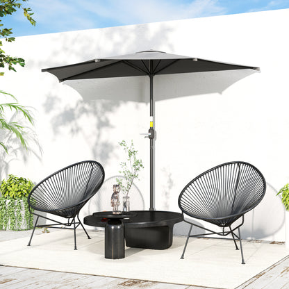 9.8ft Half Umbrella Semi Round Patio Parasol with Crank Handle, Top Vent for Garden, Balcony- NO BASE INCLUDED Dark Grey