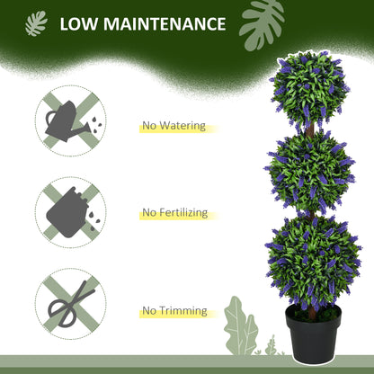 3.5ft Set of 2 Artificial Plants, Lavender Flowers Ball Trees with Pot, for Home Indoor Outdoor Decor