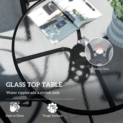 Five-Piece Steel Patio Set, with Glass-Top Table - Dark Grey