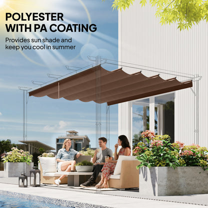Retractable Replacement Pergola Canopy for 10' x 10' Pergola, Pergola Cover Replacement, Coffee