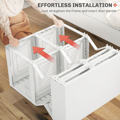 Portable Wardrobe, Foldable Storage Organzier with 5 Compartments, 1 Hanging Rod, Magnet Doors, White