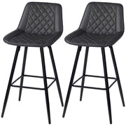 PU Leather Counter Height Bar Chairs Set of 2, 27.75" Bar Stools with Metal Legs for Dining Area, Kitchen Island, Black