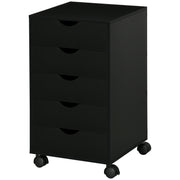 File Cabinet with 5 Drawer Wheels, 15.7" x 15.7" x 26.4", Black