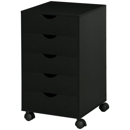 File Cabinet with 5 Drawer Wheels, 15.7" x 15.7" x 26.4", Black