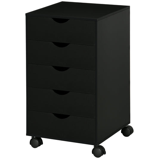 File Cabinet with 5 Drawer Wheels, 15.7" x 15.7" x 26.4", Black