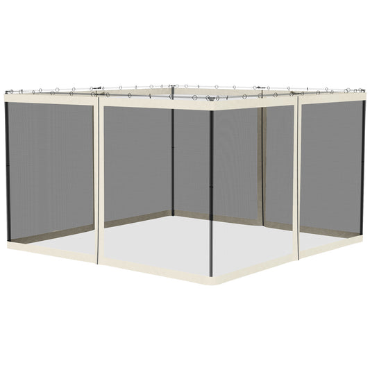 Replacement Mosquito Netting for Gazebo 10' x 12' Black Screen Walls for Canopy with Zippers, White