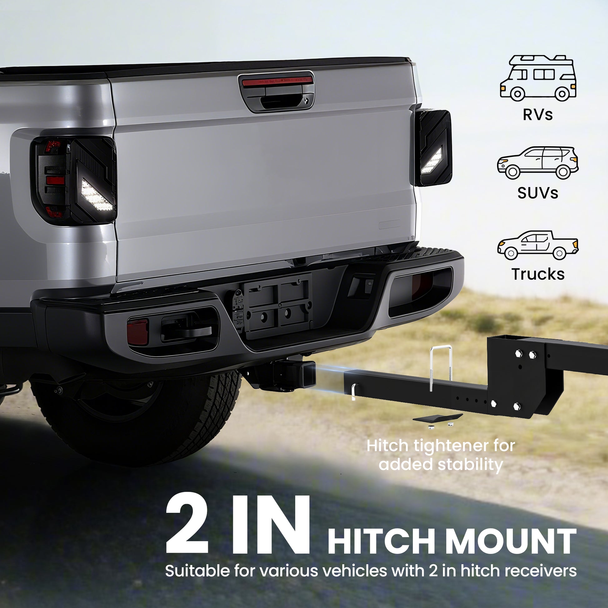 Hitch Bike Rack for Car, 200 lbs 2 Bike Rack with Platform Style, Safety Strap for 2" Receiver, Black