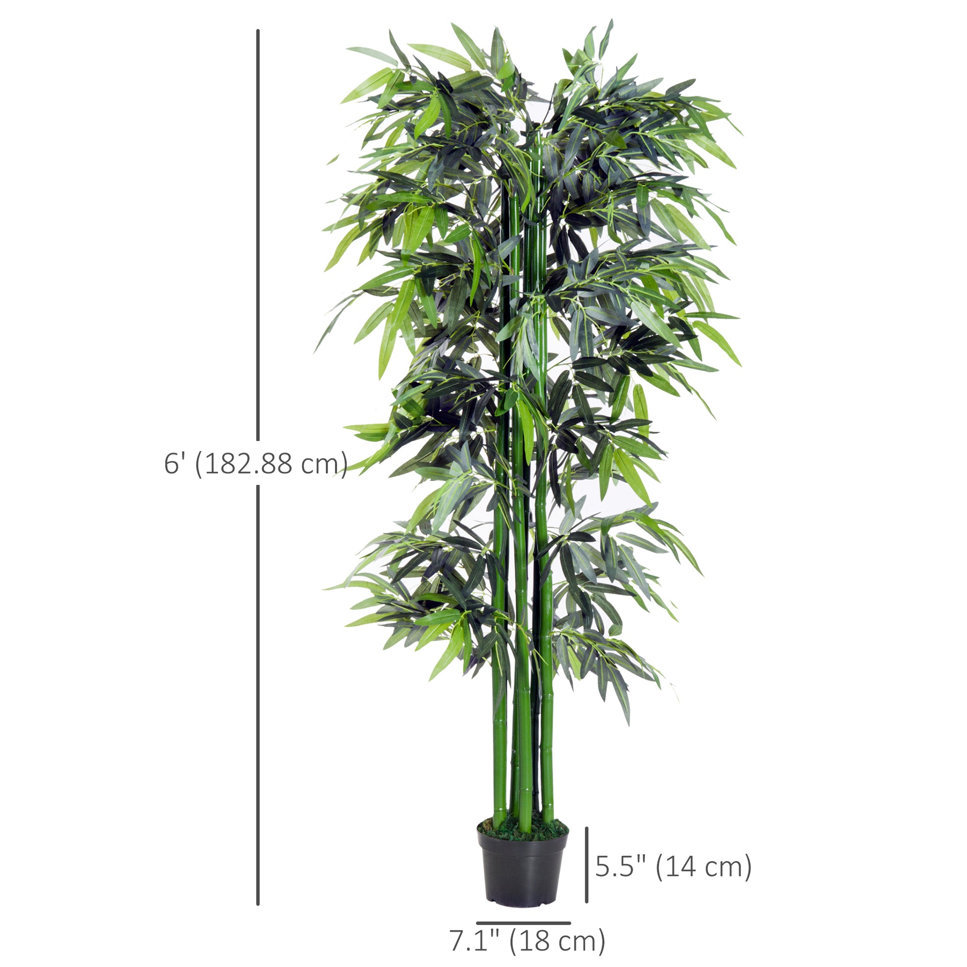 6FT Artificial Bamboo Tree Fake Decorative Plant with Nursery Pot for Indoor Décor