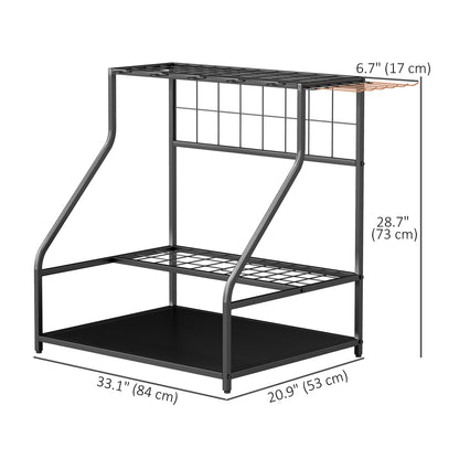3-Tier Yard Tool Tower Rack, Garden Tool Organizer with Hooks for Long-Handled Rakes, Shovel, Broom, Orange