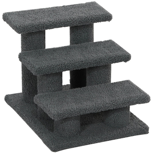 3 Tier Pet Stairs Dog Cat Step Scratch Post Furniture, Dark Grey