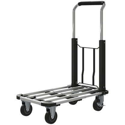 330 lbs Heavy Duty Hand Truck, Folding Trolley, Dolly with Adjustable Handle and Extendable Platform, Silver and Black