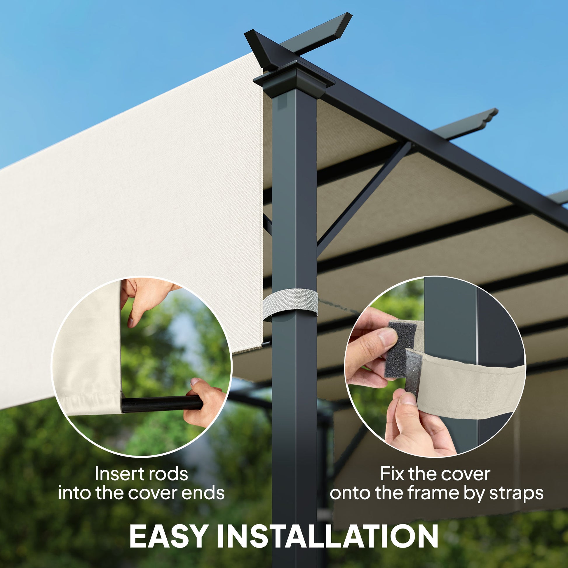2 Pcs UV Protection Pergola Replacement Canopy, Pergola Shade Cover, Easy to Install, for 10' x 10' Pergola, Cream White