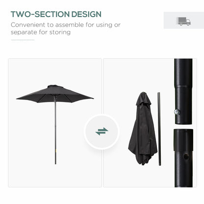 6.6FT Patio Umbrella, Outdoor Parasol with 6 Solid Ribs, Black
