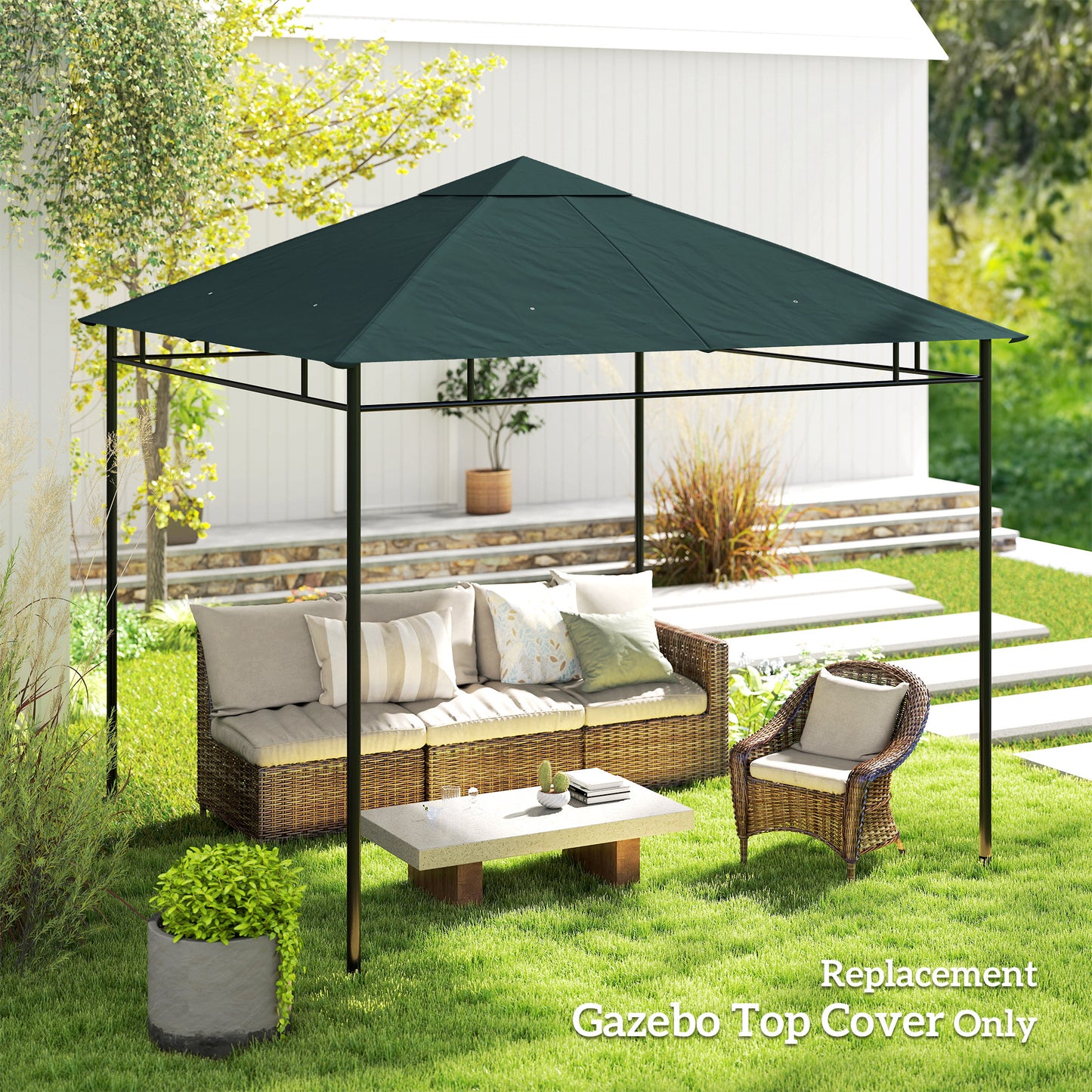 10' x 10' Square Gazebo Canopy Replacement UV Protected Top Cover Sun Shade Grey