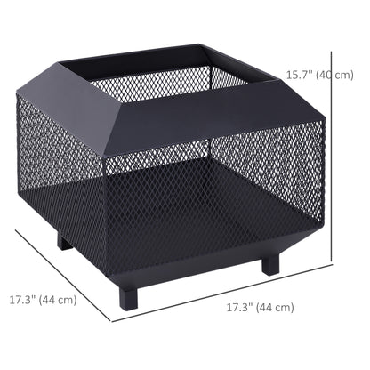 17" Outdoor Fire Pit with Fire Poker, Wood Burning Firepits, Portable Firepit for Patio Backyard Bonfire Camping, Black