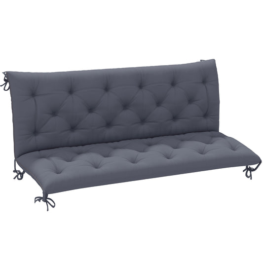 3 Seater Outdoor Seat Pads Bench Swing Chair Replacement Cushions Backrest for Patio Garden, Dark Grey