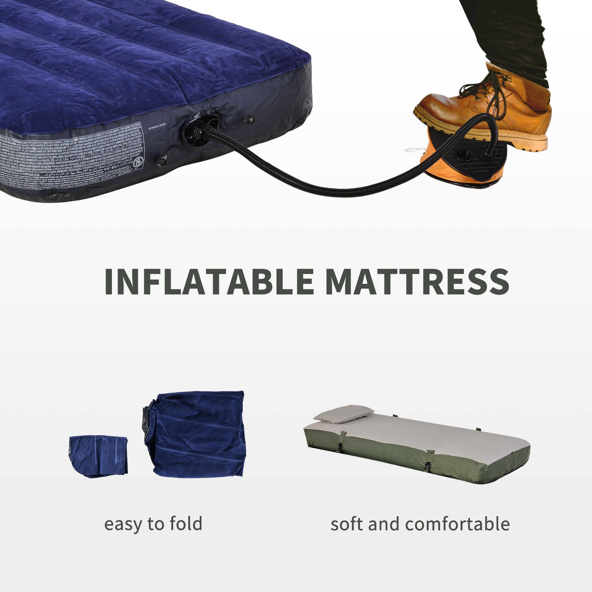 4-in-1 Camping Cot Tent, 1-Person Off-Ground Bed with Air Mattress, Sleeping Bag & Pillow, Elevated Camping Shelter for Adults