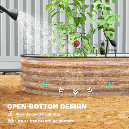 5' x 3' x 1' Large Outdoor Planter Box, Galvanized Raised Garden Bed with Metal Plant Stake, Brown Wood Effect