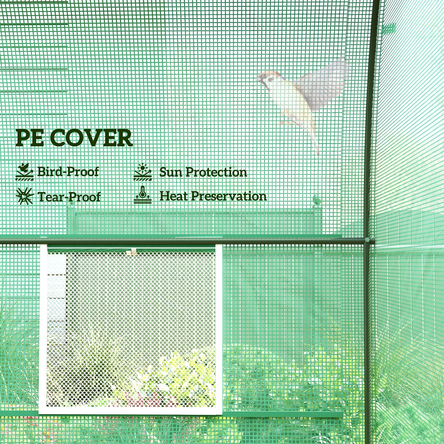 8'x6.6'x6.6' Heavy Duty Walk-in Greenhouse Garden Tunnel Hot House Outdoor Flower Vegetable Growth Warm House Roll Up Door, Windows, Steel