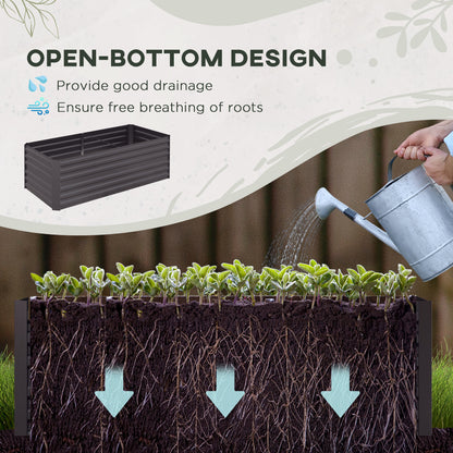 Galvanized Raised Garden Bed, Steel Outdoor Planters with Reinforced Rods, 71" x 35" x 23", Dark Grey