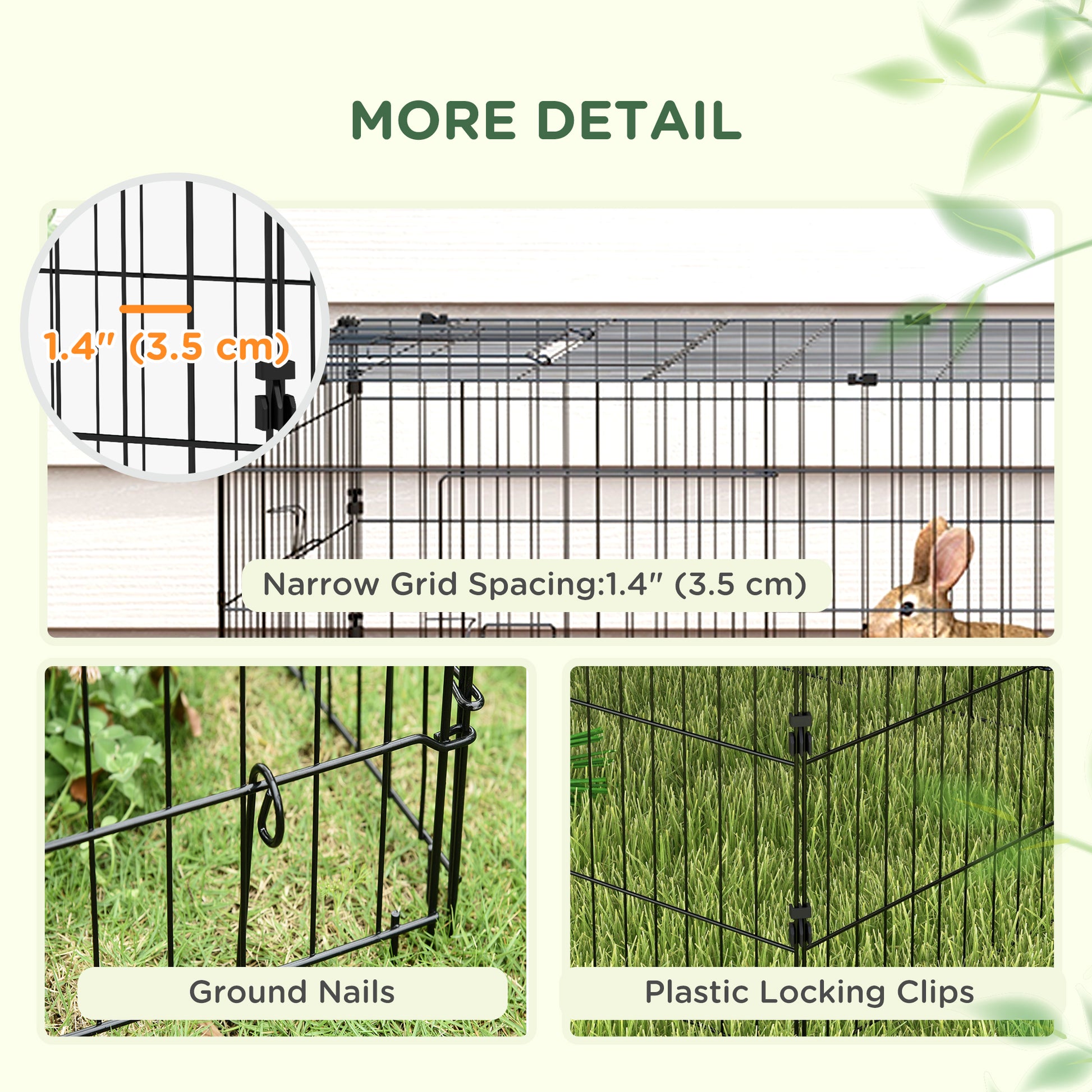 Small Animal Cage with Roof, Indoor/Outdoor Use, for Chicken, Rabbits, Chinchillas, 73" x 30" x 20", Green
