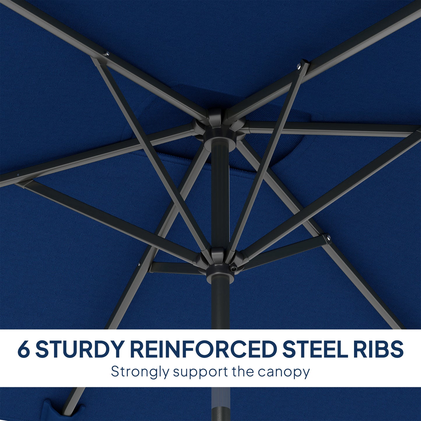 6.5x9.6ft Rectangle Aluminum Tilt Patio Umbrella, Garden Market Parasol, Outdoor Sunshade Canopy with Crank, Navy Blue