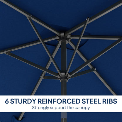 6.5x9.6ft Rectangle Aluminum Tilt Patio Umbrella, Garden Market Parasol, Outdoor Sunshade Canopy with Crank, Navy Blue