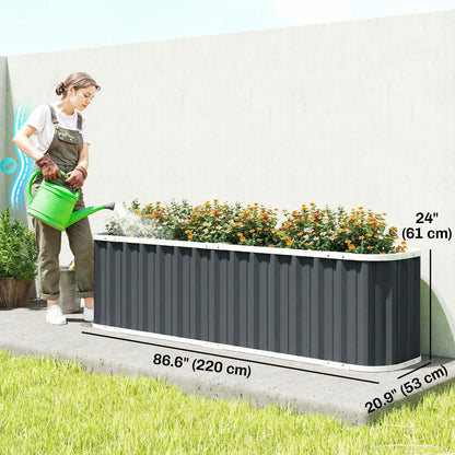 Galvanized Raised Garden Bed, Deep Root Planter Box, Outdoor Garden Bed with Plant Labels, 7' x 2' x 2', Dark Grey