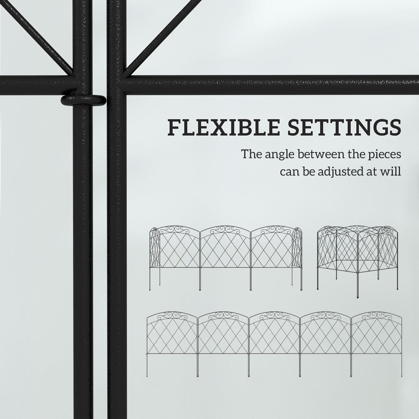 5 Pack Garden Fencing for Yard, Decorative Fence Panels as Animal Barrier and Flower Edging, Swirls Black